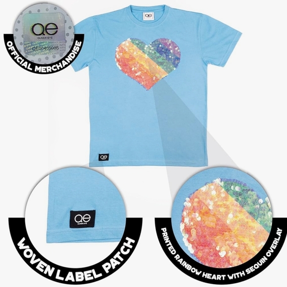 QE Cyan Sequin Tee SZ MEDIUM NWT - Picture 3 of 8